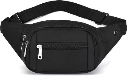 图片 大号斜挎Fanny Pack，带4拉链口袋，享受体育节锻炼的礼物旅行跑步休闲免提钱包腰包手机包适合所有手机