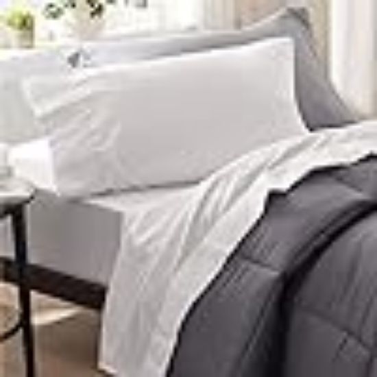 图片 Bedsure Twin Sheets Set White - Soft Twin Bed Sheets, 3 Pieces Hotel Luxury Twin Sheets, Easy Care Polyester Microfiber Cooling Bed Sheet Set