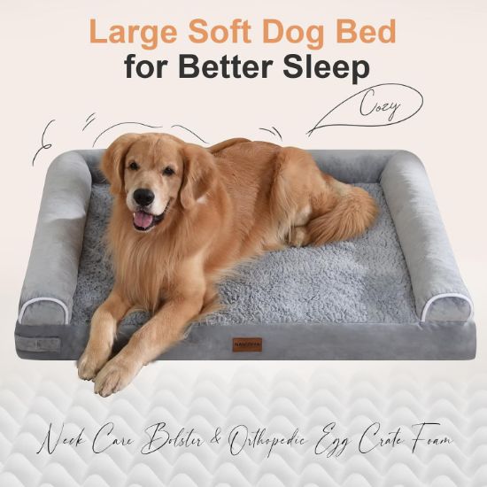 图片 Large Dog Bed Orthopedic Washable: Beds Bolster XL Bed Large Big Dogs Memory Foam Couch Sofa Waterproof with Removable Cover