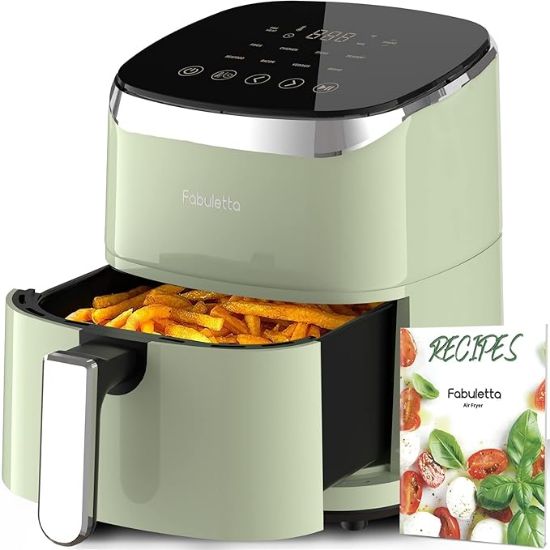 图片 Air Fryer, Fabuletta 9 Customizable Smart Cooking Programs Compact 4QT Air Fryers, Shake Reminder, 450°F Digital Airfryer,Tempered Glass Display, Dishwasher-Safe, Fit for 2-4 People