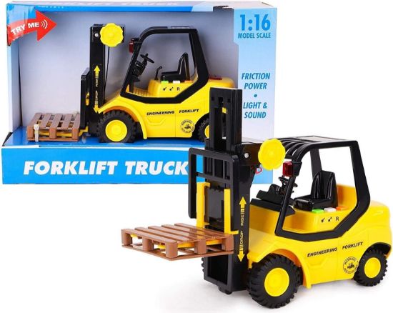 图片 Toyland® 23cm (9") Friction Powered Forklift Pallet Truck - Scale (1:16) - Boys Construction Toy with Lights & Sound - Ages 3+