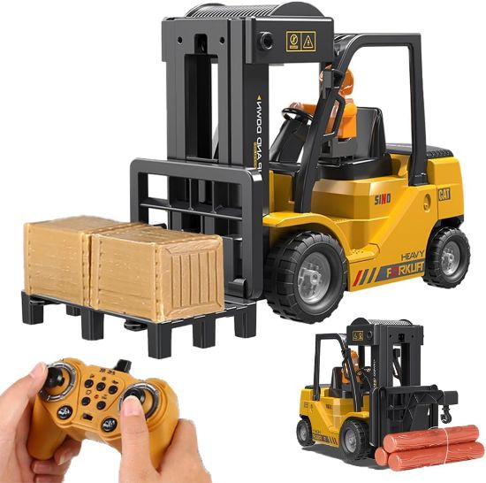图片 Remote Control Forklift Cranes 6 Channel 2 Mode RC Forklift Truck with Spray Sound and Lights Construction Toys 2.4Ghz 1:24 Scale Truck Toy for Toddler Kids for 3-7 Boys and Girls